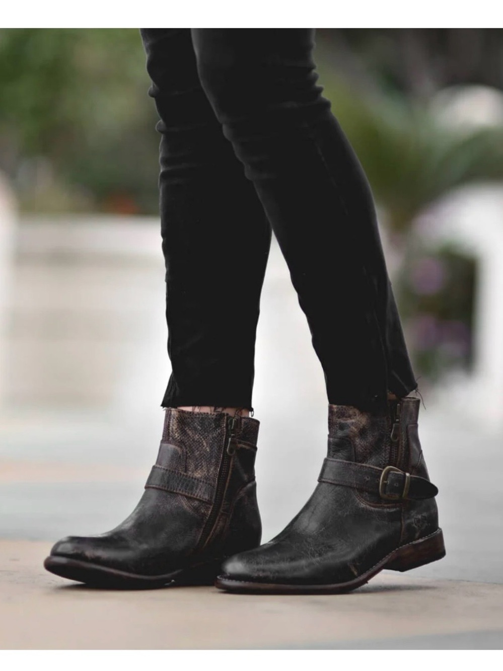 Bed Stu Becca Distressed Black Leather Boots